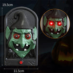 Elfeland Halloween Doorbell Decorations With Spooky Sounds & Lightup Eyes Animated Pumpkin/Skull/Witch Design for Scary Door Decoration Prank Prop Trick Or Treats Event