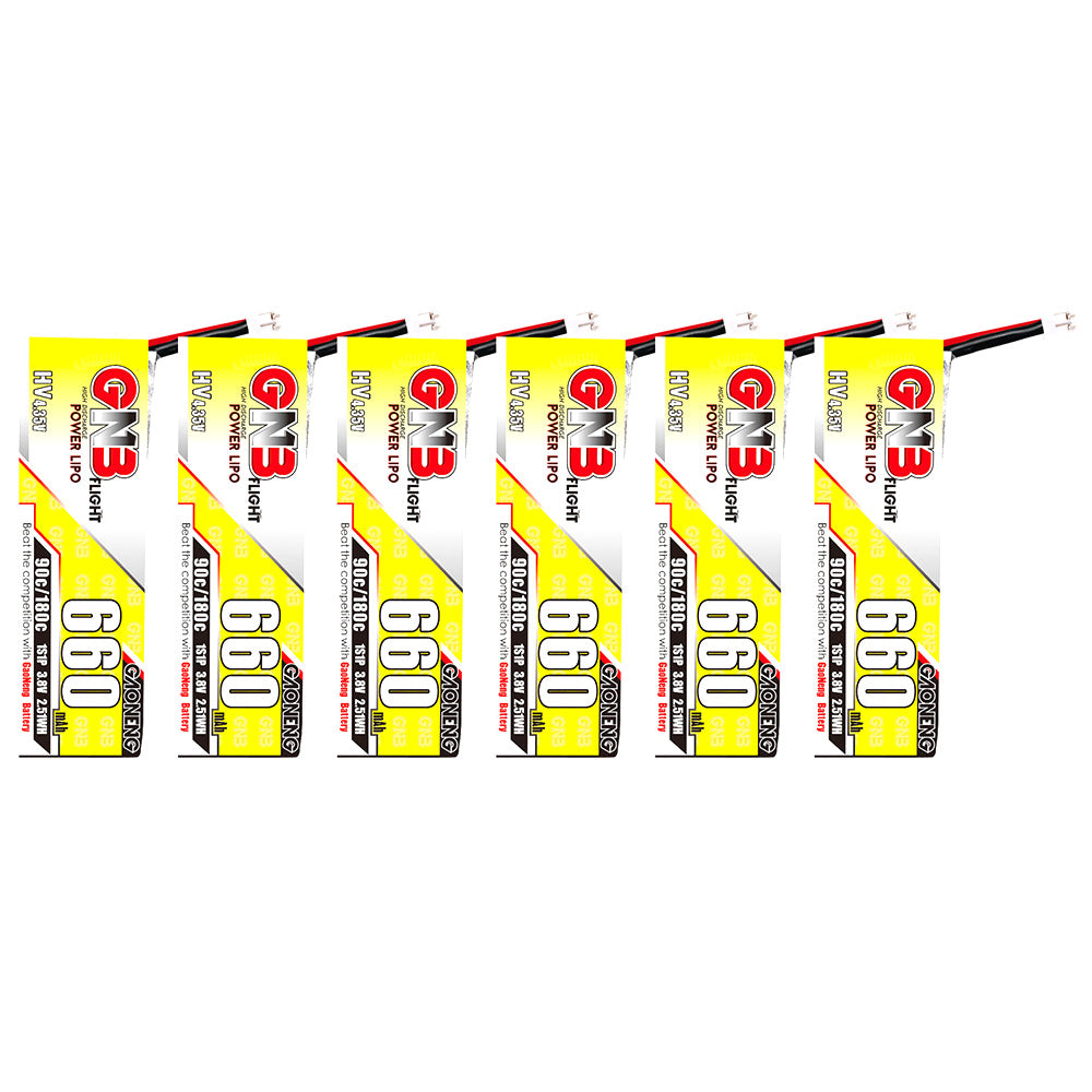 6PCS LinkMejor GNB LiHV 1S 3.8V 660mAh 90C LiPo Battery PH2.0 Plug for Happymodel Crux3 EMAX Tinyhawk III Mobula7 75mm Indoor Whoop FPV Racing Drone