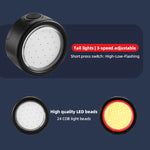 LinkMejor 100LM Mini Bike Headlight Taillight 200mAh Type-C Rechargeable 3 Modes Adjustable Warning Bicycle Light for MTB Night Riding Safety