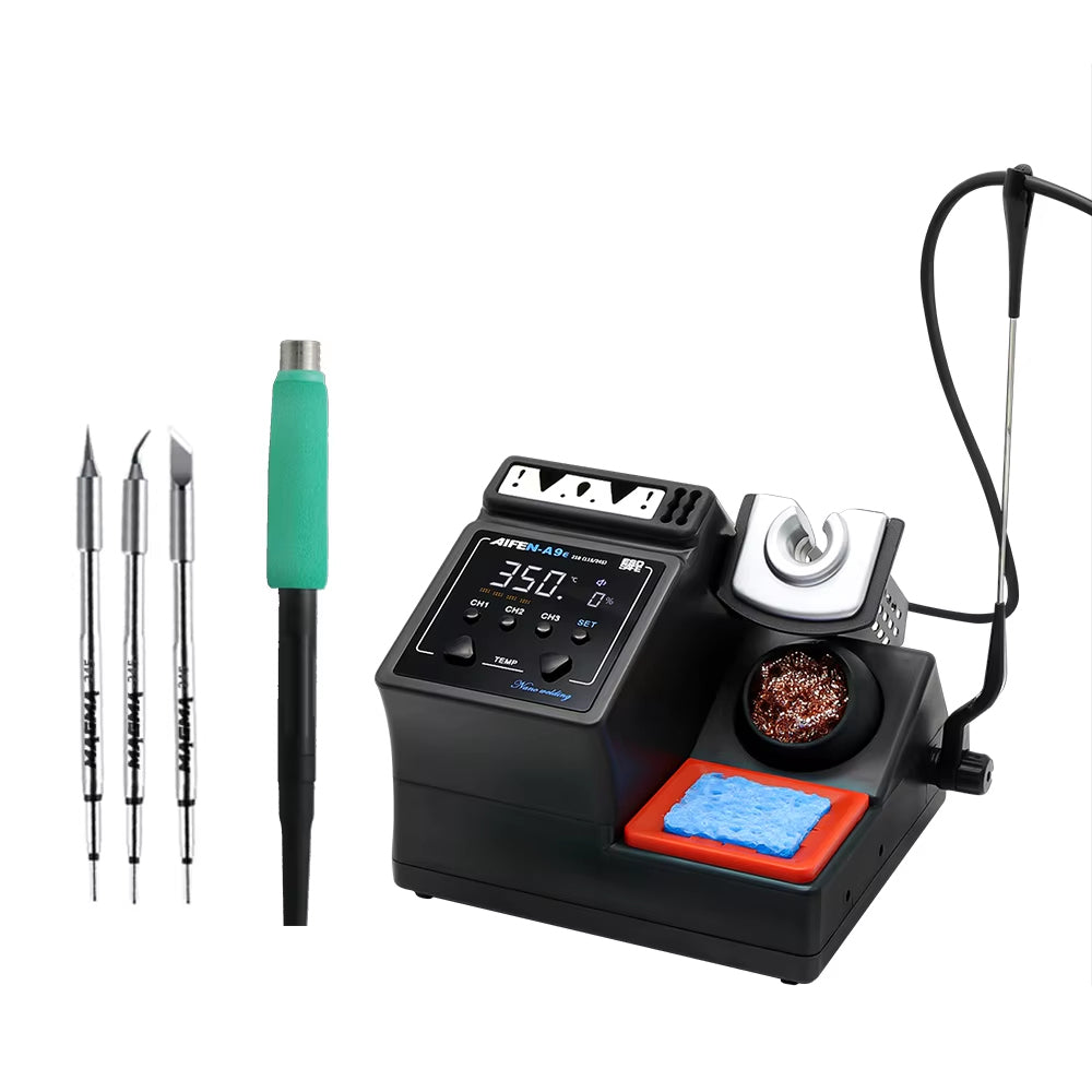 LinkMejor A9E Soldering Station 160W 100°C-450°C Adjustable Temperature Rework Station T245 Handle with Cleaning Tools and Multi Compatible Soldering Tips
