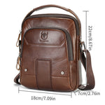 LinkMejor Men's Soft Genuine Leather Messenger Bag Business Casual Multi-functional Zipper Handheld Crossbody Bag
