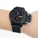 LinkMejor Men Multi-functional Watch Sports Chronograph Wristwatch Waterproof Calendar Quartz Watch Comfortable Silicone Strap