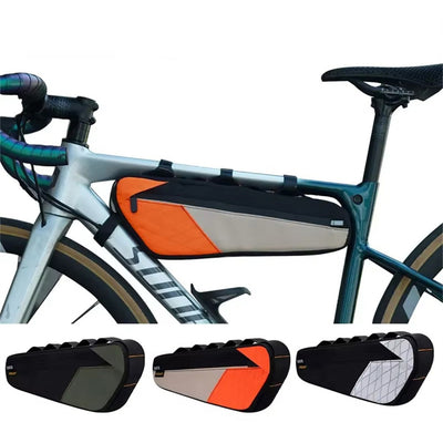 LinkMejor 2.5L Bicycle Inner Tube Bag Waterproof Side Zipper Night Reflective Strip Narrow Edge Bike Triangle Front Beam Frame Bag