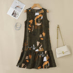 LinkMejor Elegant Style Women's Dresses Sleeveless Round Neck Printed A-Line Mermaid Dress
