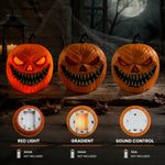 Elfeland Halloween LED Lantern Light Voice-Activated Electric Ambience Pumpkin Night Lamp for Indoor Outdoor Holiday Decoration