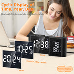 LinkMejor Digital Desk Wall Alarm Clock with USB Charging Station Dual Screen LED Dimming Temperature And Humidity Electronic Clock Radio Alarm Clock