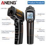 LinkMejor TH103 Class II Laser Infrared Thermometer Temperature Sensor Testers Gun -20°C~380℃ Industrial Thermal Tube Testing Tools