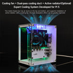 LinkMejor Raspberry Pi 5 Case Protective Kit with Cooling Fan Chassis RGB Color Light 0.96 Screen Dispaly DIY Electronic Shell Host PCIe
