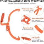 8/13/20inch Heavy Duty Stainless Steel Log Lifting Tongs 330 lbs Capacity Secure Hook Grip for Firewood Collection Brush Clearing Outdoor Wood Handling Tools