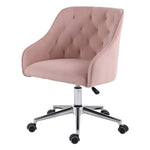 LinkMejor Velvet Office Chair Cute Vanity Chair with Wheels for Bedroom Upholstered Task Chair for Home Office