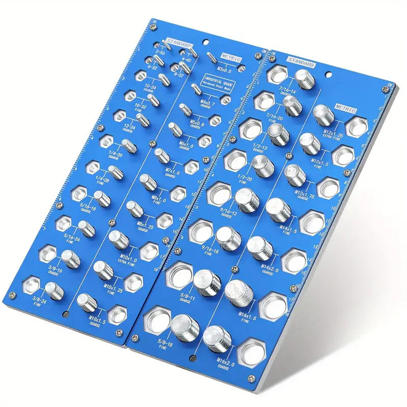 Twist-On Metal Nut & Bolt Thread Checker Set 21 Inch & 17 Metric Sizes Easy Sorting & Identification Gauge for Nuts and Bolts