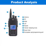 LinkMejor MD-UV390 PLUS 10W Dual Band DMR Radio VHF UHF Digital Walkie Talkie Long Talking Range IP67 Portable Transceiver Ham with Encryption Function