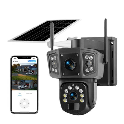 V380 Pro 6MP WiFi Solar Powered Camera 4K PTZ Color Night Vision Auto Tracking PIR Motion IP66 Waterproof Outdoor Surveillance Camera