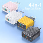USLION BK303 100W 4-Port USB PD Charger 2USB-A+2USB-C PD QC3.0 Fast Charging Wall Charger Adapter EU Plug US Plug for iPhone 15 14 13 Pro for Huawei Nova Pro for Samsung Galaxy Z Flip6 for Xiaomi Civi 4Pro