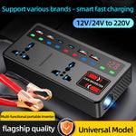 12V 24V To 220V Peak 200W Digital Display Car Inverter Flame Retardant ABS With USB Type-C Fast Charging