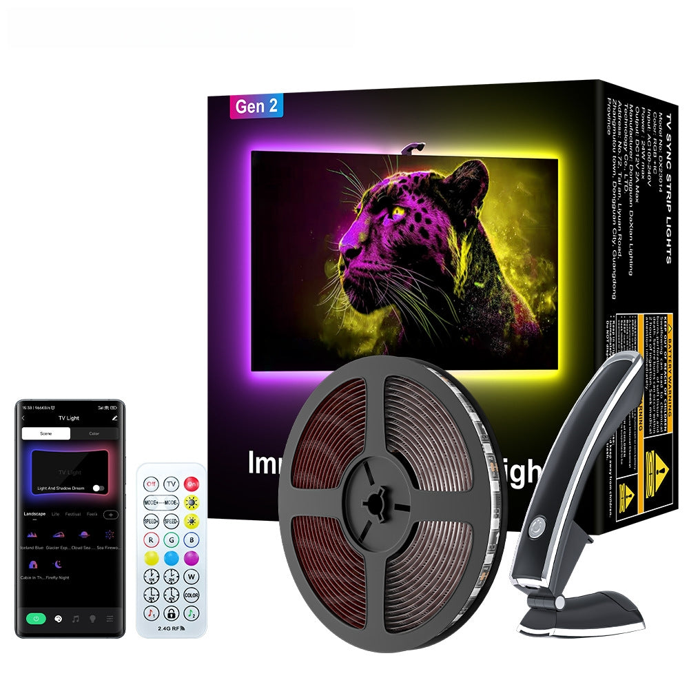 Elfeland 3M/3.8M/5M Smart TV Sync LED Light Strip RGB+IC Lighting Auto On/Off Screen Ambiance Light APP & Remote Control