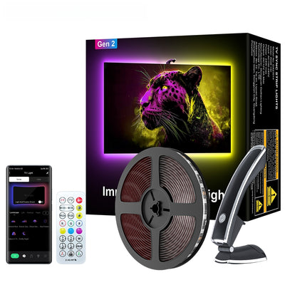 Elfeland 3M/3.8M/5M Smart TV Sync LED Light Strip RGB+IC Lighting Auto On/Off Screen Ambiance Light APP & Remote Control