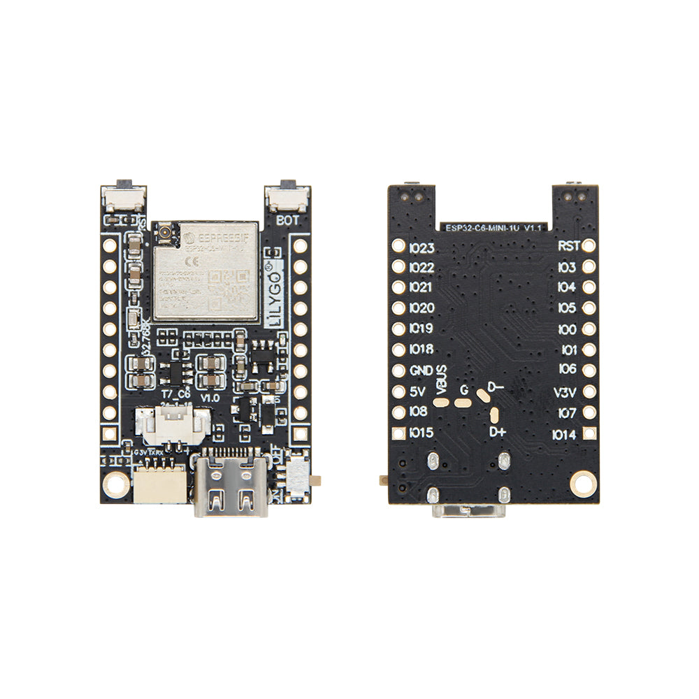 LinkMejor® T7-C6 ESP32-C6-MINI-1 Wi-Fi6 BLE5 Thread/Zig bee SoC Development Board With Charging Chip TP4065 Wireless Protocol Bluetooth 5 Onboard BOOT Reset Switch