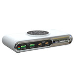 Bakeey WLX-F9A 72W 4-Port USB PD Charger with Wireless Magnetic Charger Pad 2USB-A+2USB-C PD QC3.0 Fast Charging Desktop Charging Station EU Plug US Plug for iPhone 16 15 Pro 14 13 12 Pro Max for Huawei Mate XT for iPad Pro for Airpods for MacBook Pro