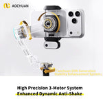 LinkMejor Smart V3 3-Axis Smartphone Gimbal Stabilizer 360° AI Face Tracking Auto Object Follow Selfie Stick Tripod Vlogging Live Streaming for iPhone Android