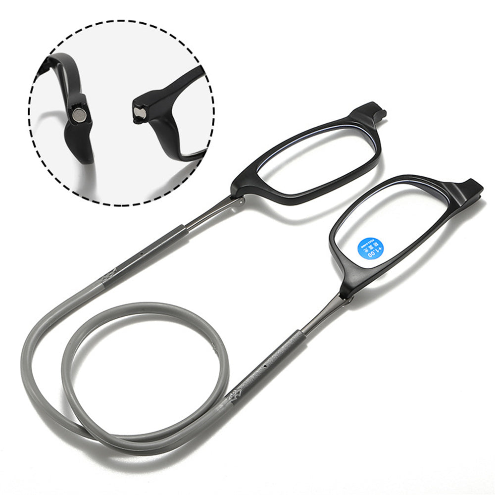 1 Pcs Lightweight Portable Soft Tape Hanging Neck Magnetic Reading Glasses Comfortable HD Anti-blue Light Presbyopia Glasses