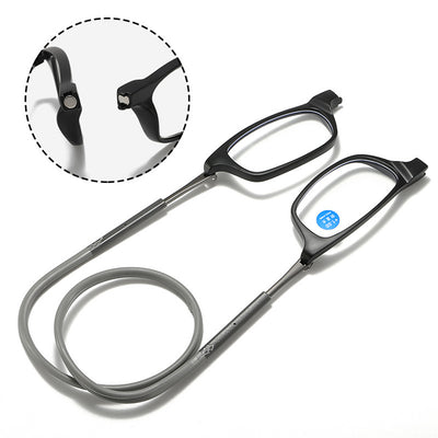 1 Pcs Lightweight Portable Soft Tape Hanging Neck Magnetic Reading Glasses Comfortable HD Anti-blue Light Presbyopia Glasses