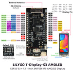 LinkMejor® T-Display-S3 AMOLED ESP32-S3 1.91-inch RM67162 Display Development Board WiFi Bluetooth 5.0 Wireless Module