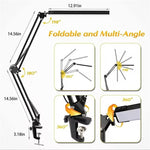 10W LED Desk Lamp with Clamp Adjustable Swing Arm Dimmable 10 Brightness Levels 3 Color Modes Eye-Care Lighting for Home Office