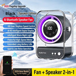 Tevorex Mini Portable Fan with Bluetooth Speaker USB Rechargeable 100 Speed Levels Quiet Operation LED Display for Home Office Travel