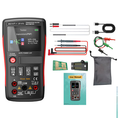 LinkMejor ZT-XT1 2-in-1 Transistor Tester Kit Crystal tester Multimeter True RMS 2.4 Inch IPS Screen Resistors Capacitors Diodes MOSFETs Zener Temperature Sensors Semiconductor Testing Supports USB firmware upgrades