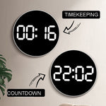 LinkMejor 10 Inch Digital Wall Clock With Remote Controller / Dual Alarm Clock / Calendar / Temperature / Humidity / Count Down for Home and Office