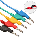 LinkMejor 5Pcs 1M 4mm Silicone Banana Plug to Crocodile Alligator Clip Test Probe Lead Wire Cable