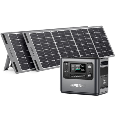[USA Direct] Aferiy P110-D 1200W 960Wh LiFePO4 Portable Power Station+2* S200 200W Solar Panel UPS Pure Sine Wave Camping RV Home Emergency Portable Generator US Plug