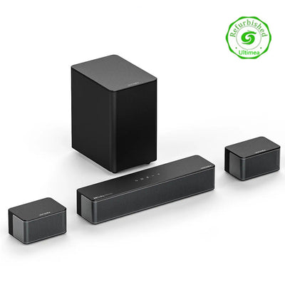 [EU/US Direct] Refurbished ULTIMEA Poseidon M4T 5.1CH Dolby Atmos Soundbar 450W bluetooth Soundbar with 5.25-inch Wireless Subwoofer 2 Rear Surround Speakers BassMX Surround X Technology Support HD eARC Smart Home Theater