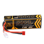 LinkMejor 7.4V 5000mAh 45C 2S Lipo Battery T Plug for 1/10 RC Racing Car