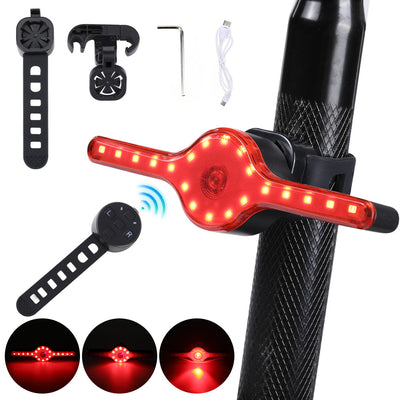 LinkMejor X8 Wireless Remote Bike Turn Taillight 400mAh Battery 7 Light Modes Type-C Rechargeable IPX5 Waterproof Smart Brake Sensing Loud Warning Bicycle Rear Light for Night Safe Cycling