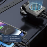 K38S Retractable Cord Watch Wireless Charger Ambient Lighting PD30W QC3.0 3.1A Car USB Multi-Port for Mobile Phone Fast Charge Car Plug QC Adapter