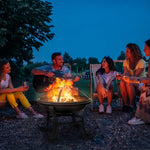 LinkMejor 22 inch Fire Pit for Outside Outdoor Wood Burning Pit Steel Firepit Bowl BBQ Grill for Patio Camping Backyard