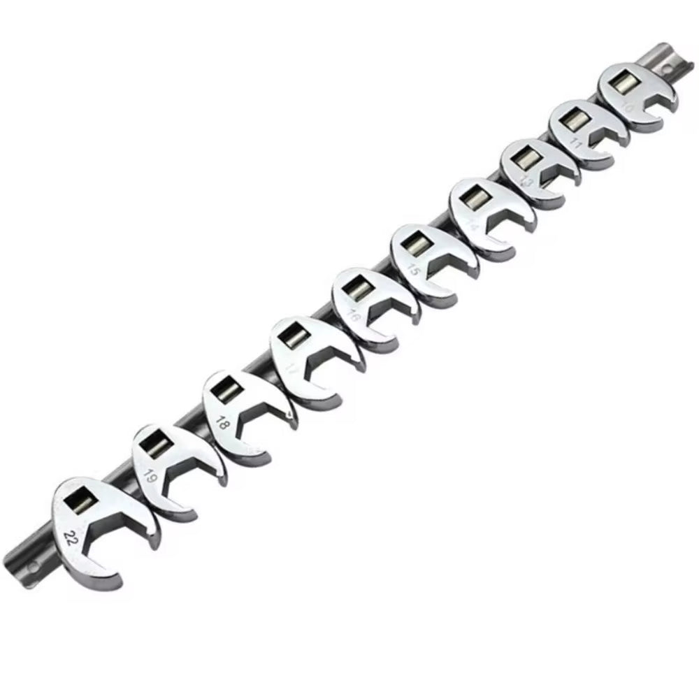10PCS 3/8Inch Drive Crowfoot Wrench 10 To 22mm Metric SAE Imperial Chrome Plated Foot Open End Spanner