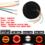 Rear Round Hamburger Led Tail Stop Lights Turn Signal Reverse Slim Lamp 12-24V