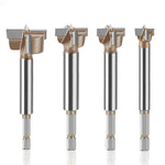 10mm to 50mm Professional Hexagonal Shank Woodworking Hinge Boring Bit Tungsten Carbide Blade Three-Tooth Double Blade Design Multiple Sizes