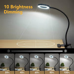 5X LED Magnifying Lamp Clip-On with USB Magnifier Adjustable Brightness and Color Temperature for Reading Beauty Crafts