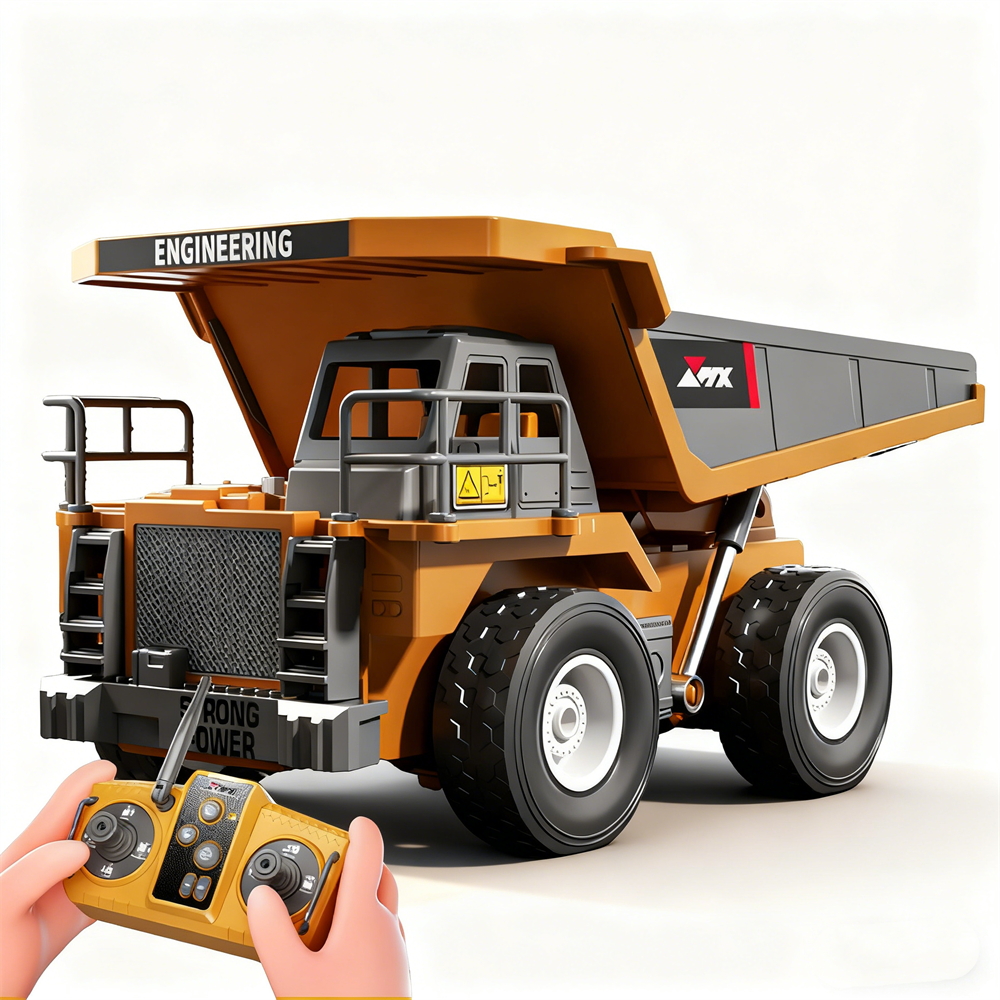 LinkMejor Z6834YG RTR 1/18 2.4G 8CH Alloy RC Car Simulation Mining Dump Truck LED Light Sound Engineering Vehicles Desktop Toys Models Collection Gift For Boys