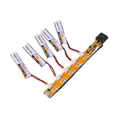 LinkMejor 1S 3.7V 5-Way USB Charger with XT60 Plug Support 1S Lipo Battery PH2.0 1.25mm Plug for Mobula7 Moblite7 Whoop FPV Racing Drone