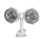 Tevorex Dual Head Clip Fan Adjustable Multi-Angle 5 Speed Wind Long Battery Life Wall-Mounted Mini USB Circulation Fan with Night Light for Home Outdoor