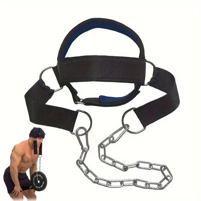 LinkMejor Adjustable Head Neck Training Harness with Chain for Strengthen Neck Chin Muscles Weighted Neck Cap Boxing Resistance Training