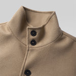 LinkMejor Mens Solid Stand Collar Button Front Jacket Casual Fall Winter Outwear Top with Pockets S-5XL