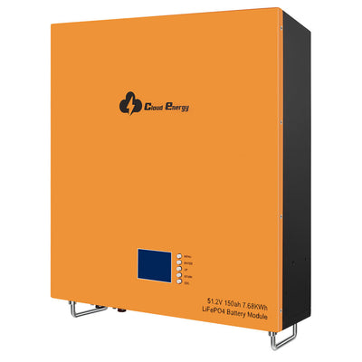 [US Direct] Cloudenergy 48V 150Ah LiFePO4 Battery Wall Mounted Lithium Deep Cycle Battery Pack 7680Wh 5120W Energy 6000+ Life Cycles Built-in 100A BMS, for RV, Solar, Marine, Overland, Off-Grid CL48-150B