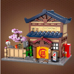 C66012W Moc Japanese Street View Series Bricks Yuzawa Bathhouse House Building Blocks 1249PCS Birthday Christmas Gift For Adult Boys