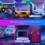 Elfeland RGB Bluetooth LED Light Strip Smart Atmosphere Light Indoor 24V EU Plug With 44-Key Remote Control for TV Wall Computer Room Bedroom